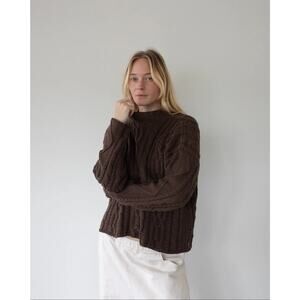 Honest Cotton Charlie Cable Knit Sweater Chocolate one size